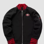 San Francisco 49ers Sideline Coach Black Full-Zip Bomber Jacket