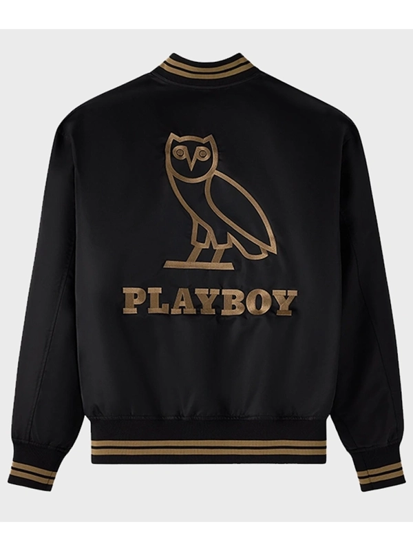 OVO Playboy Black Satin Varsity Jacket