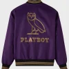 OVO Playboy Purple Satin Varsity Jacket