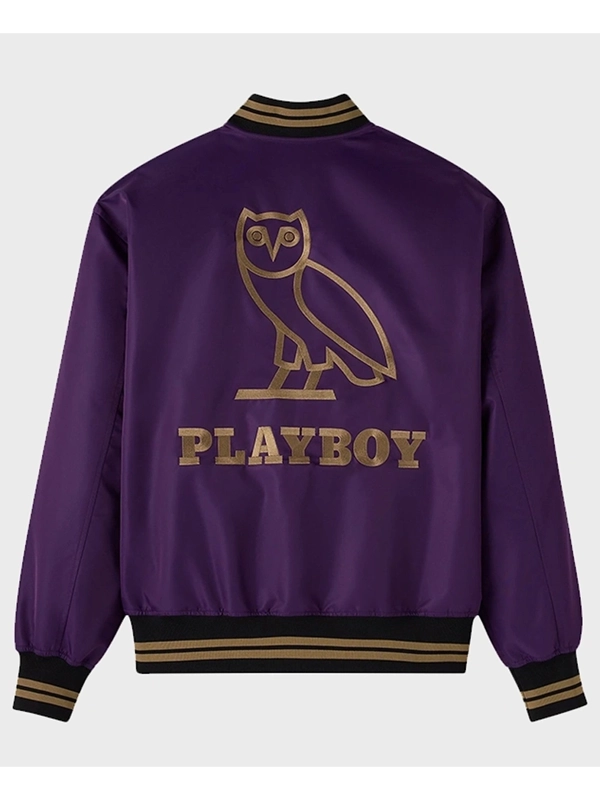 OVO Playboy Purple Satin Varsity Jacket