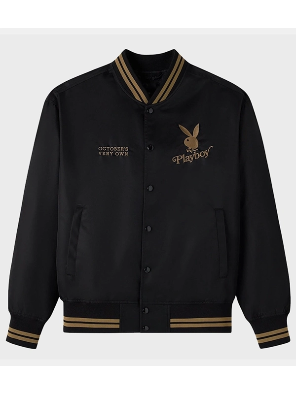 OVO Playboy Satin Varsity Jacket Black