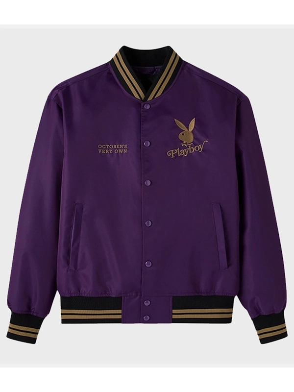 OVO Playboy Satin Varsity Jacket Purple