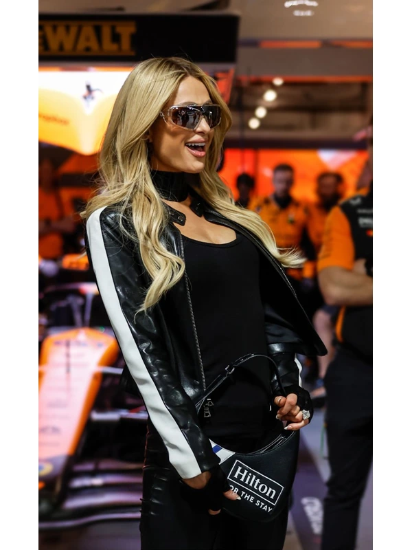 Paris Hilton Las Vegas GP Black Leather Jacket