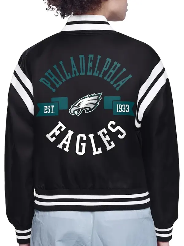 Philadelphia-Eagles-Black-Round-Team-Logo-Full-Snap-Cropped-Jacket