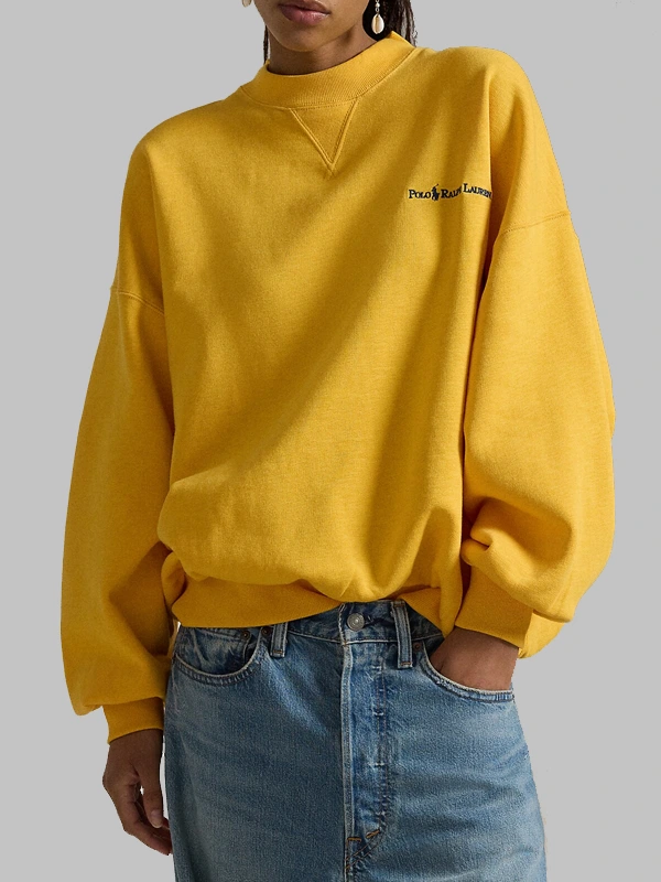 Polo Ralph Lauren Logo Fleece High Crewneck Sweatshirt Yellow