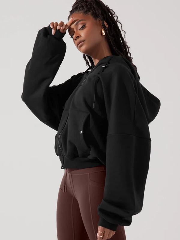 Popflex Zip Cloud Hoodie Black