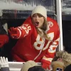 Red Travis Kelce 87 Taylor Swift Puffer Full-Zip Jacket