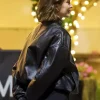 Sabrina Carpenter Concert Kendall Jenner Black Leather Jacket