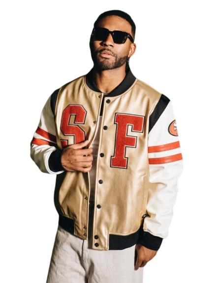 San Francisco 49ers Metallic Bomber Jacket GOLD