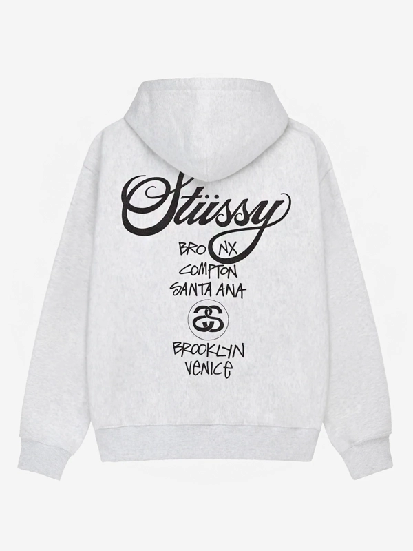 Stussy World Tour White Pullover Hoodie