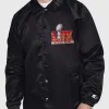 Super Bowl LIX Starter Black Coaches Satin Varsity Jacket