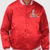 Super Bowl LIX Starter Red Satin Varsity Jacket