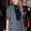 Taylor Swift Black & White Plaid Trench Coat