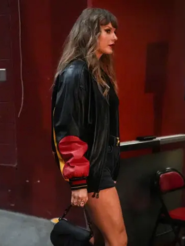 Taylor Swift Leather Bomber Jacket Chiefs