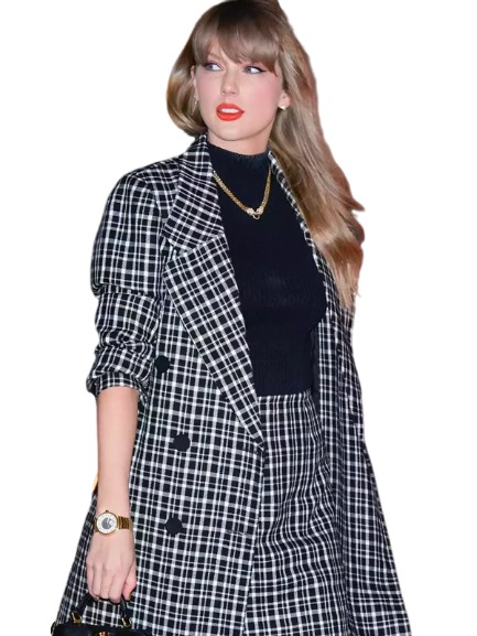 Taylor Swift Plaid Trench Coat