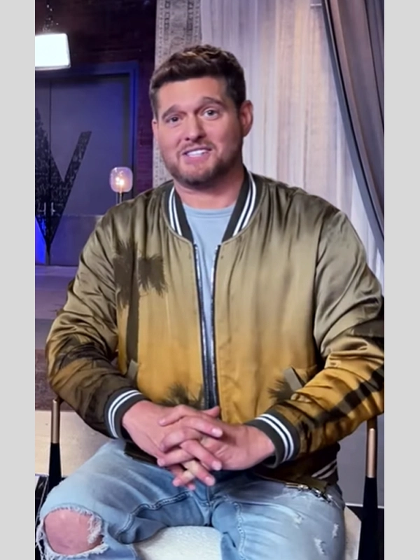 The Voice S26 Michael Bublé Palm Tree Bomber Jacket Gold