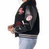 The Wild Collective Black San Francisco 49ers Varsity Full-Snap Sparkle Jacket