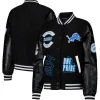 The Wild Collective Detroit Lions Black Sparkle Varsity Jacket