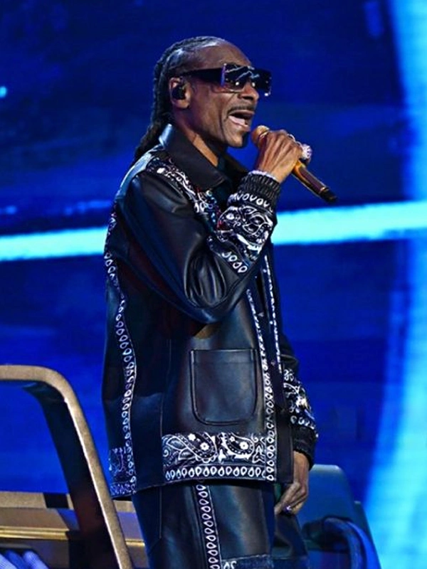 Times Square Fortnite Concert Snoop Dogg Black Printed Leather Jacket