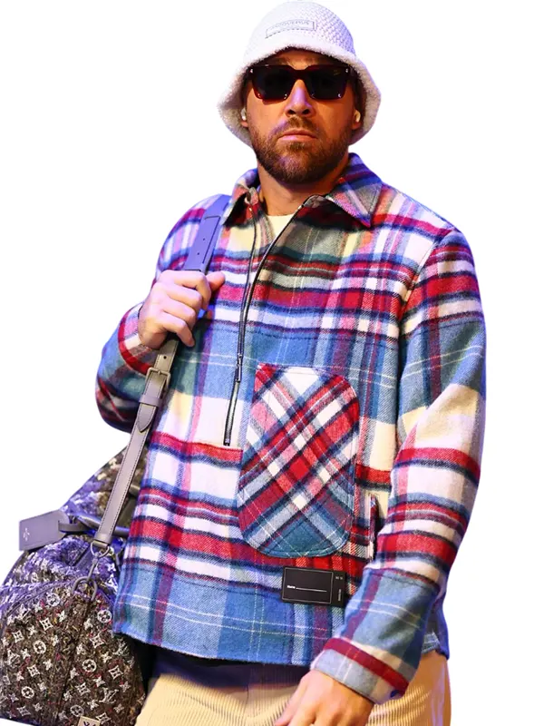 Travis-Kelce-Quarter-Zip-Plaid-Shirt-Jacket