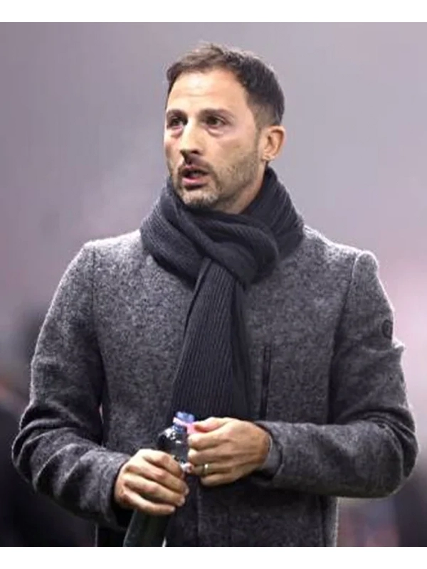 UEFA Nations League Belgium Head Coach Tedesco Domenico Wool Grey Long Coat