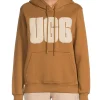 UGG Rey Fuzzy Logo Hoodie Brown