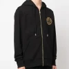 Versace Jeans Couture Logo-Embroidered Zipped Hoodie Black