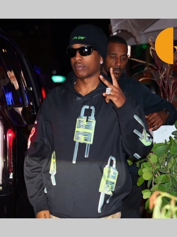 A$AP Rocky Lock Print Hoodie Black