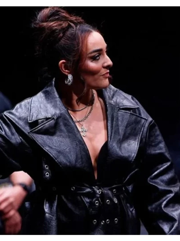 AEW Dynamite Deonna Purrazzo Black Leather Trench Coat