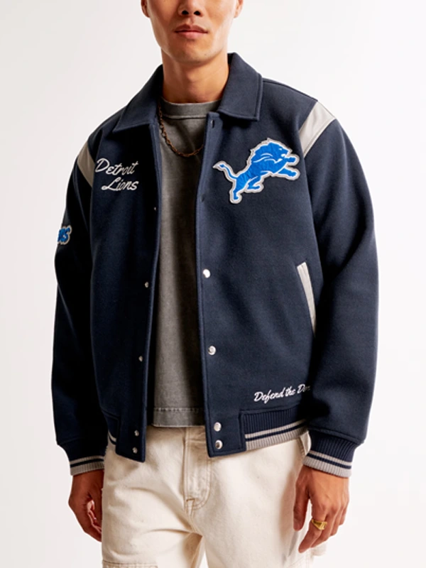 Abercrombie Detroit Lions Varsity Bomber Jacket Flavor Flav