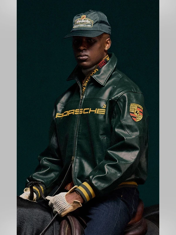 Aimé Leon Dore x Porsche Leather Club Jacket Green