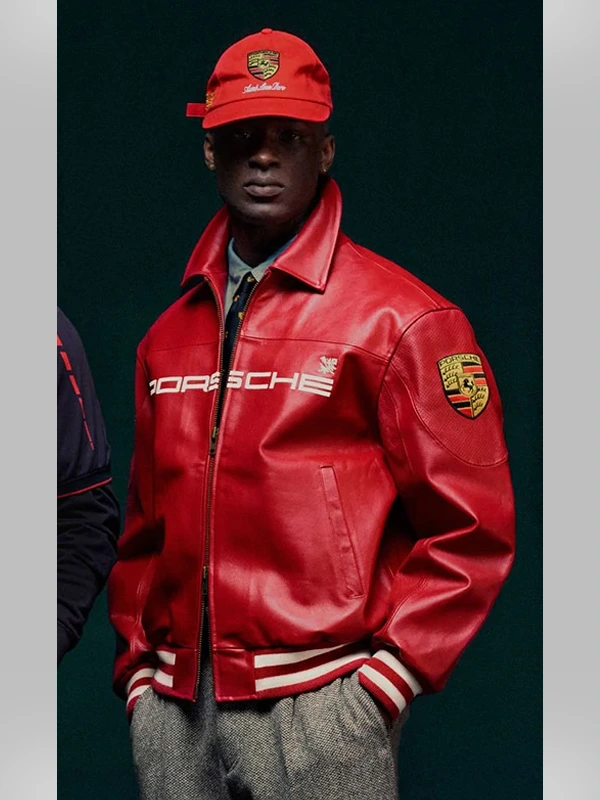 Aimé Leon Dore x Porsche Leather Club Jacket Red