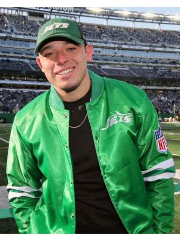 Anthony Ramos New York Jets Starter Green Satin Bomber Jacket