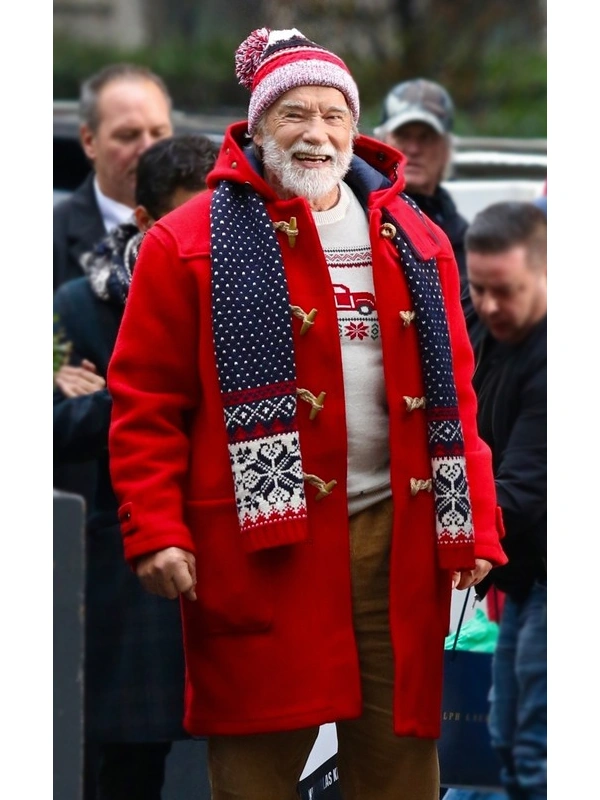 Arnold Schwarzenegger The Man with the Bag Red Santa Coat