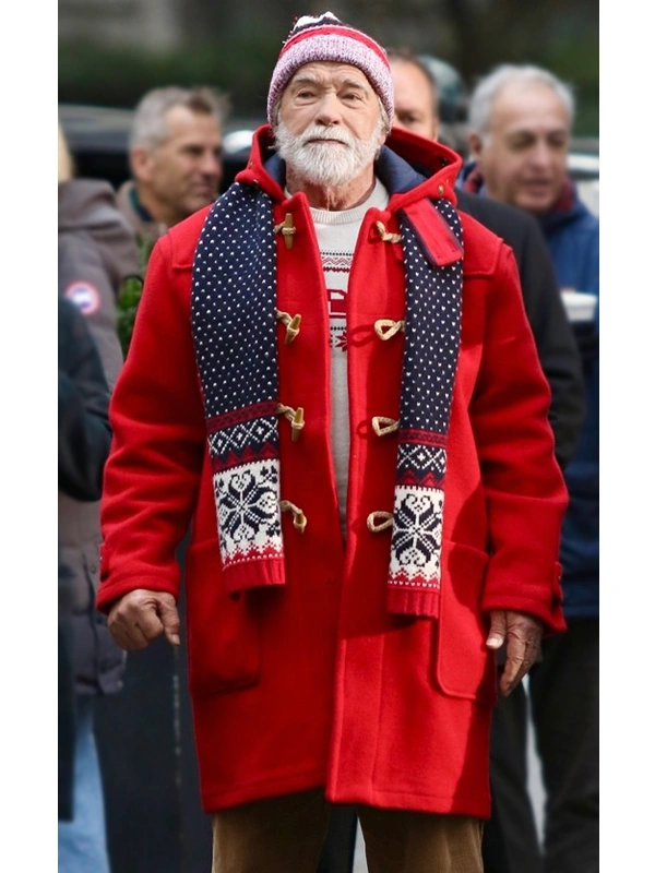 Arnold Schwarzenegger The Man with the Bag Santa Claus Coat Red