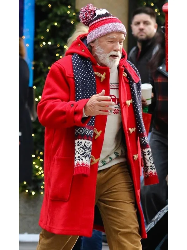 Arnold Schwarzenegger The Man with the Bag Santa Coat Red