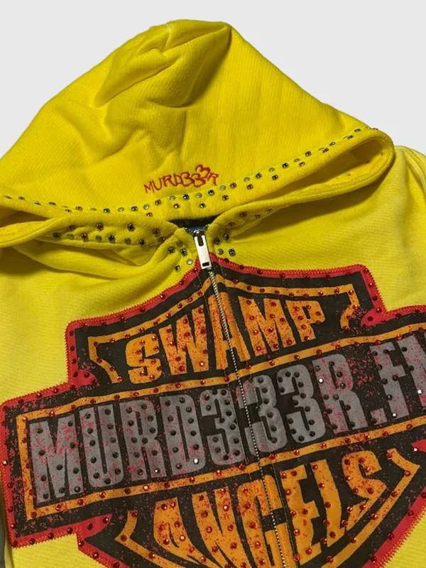 Bloody Osiris Murd333r Rhinestone Yellow Hoodie