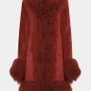 Charlotte Simone Lulu Faux Fur Coat Red