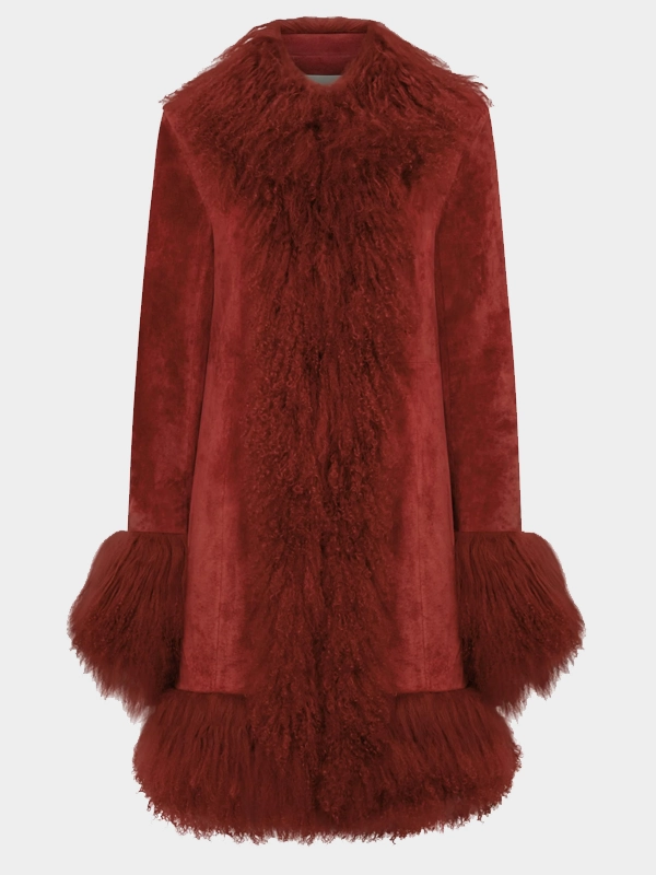 Charlotte Simone Lulu Faux Fur Coat Red