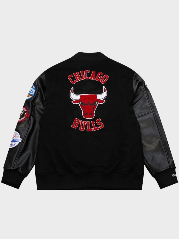 Chicago Bulls Black Out Collection Vintage Logo Full-Snap Varsity Jacket