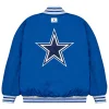 Dallas Cowboys GOLF WANG Blue Satin Bomber Jacket