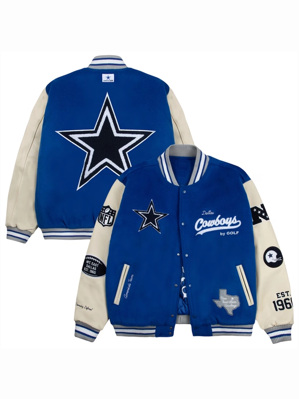 Dallas Cowboys GOLF WANG Letterman Full-Snap Jacket