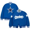 Dallas Cowboys GOLF WANG Satin Full-Snap Bomber Jacket Blue