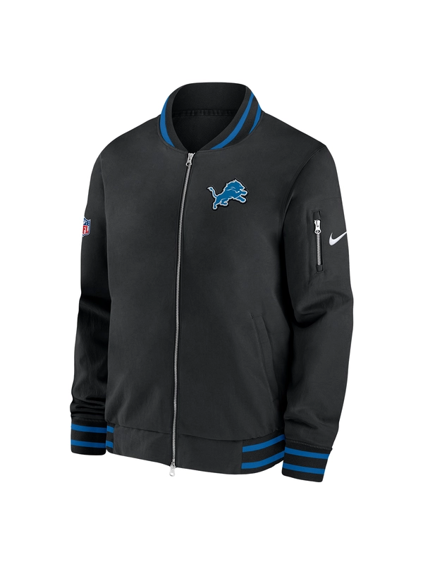 Detroit Lions Nike 2024 NFL Sideline Black Bomber Jacket