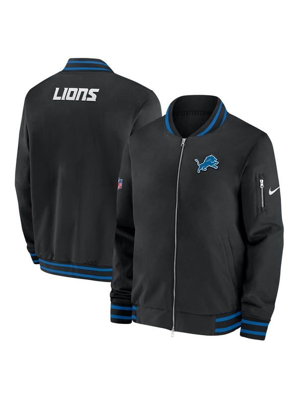 Detroit-Lions-Nike-2024-NFL-Sideline-Bomber-Jacket-Black