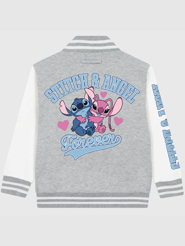 Disney Lilo And Stitch Grey & White Varsity Jacket