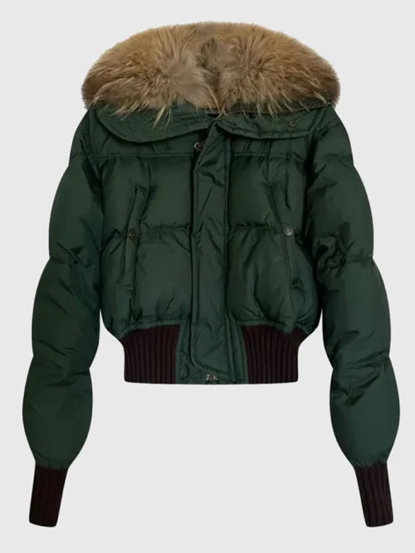 Dsquared2 Down Cropped Puffer Racoon Fur Collar And Hooded Jacket