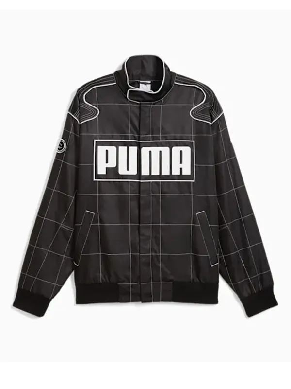 Dua-Lipa-Oversized-Puma-Relaxed-Racer-Black-Jacket