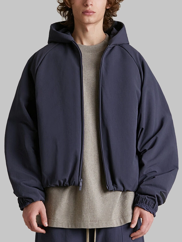 Fear of God Essentials Blue Military Nylon Hooded Bomber Jacket