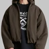 Fear of God Essentials Brown Military Nylon Hooded Bomber Jacket